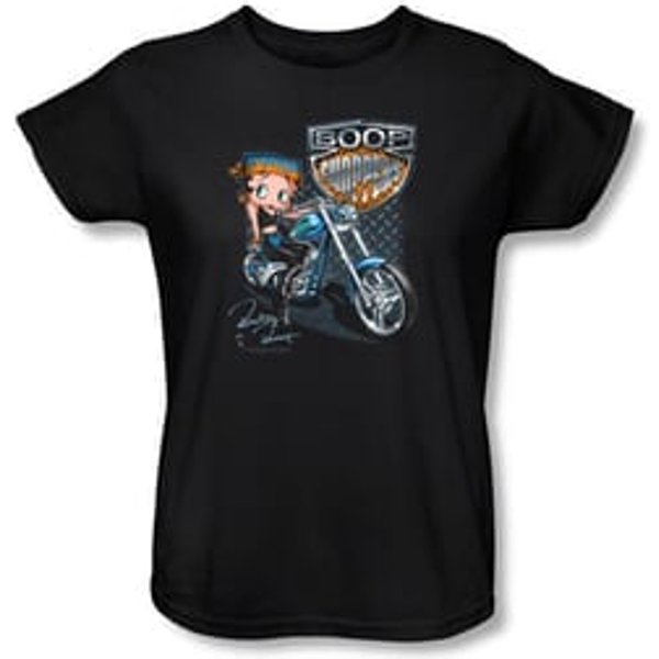 Betty Boop Ladies T-shirt Boop Choppers Black Tee Shirt