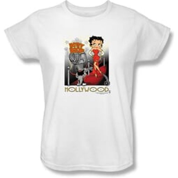 Betty Boop Ladies T-shirt Hollywood White Tee Shirt