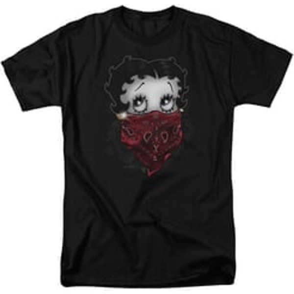 Betty Boop Shirt Bandana & Roses Black Tee T-Shirt