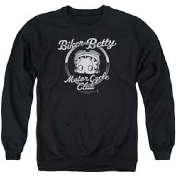 Betty Boop Sweatshirt Chromed Logo Adult Black Sweat Shirt