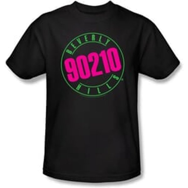 Beverly Hills 90210 T-shirt TV Series Neon Logo Adult Black Tee Shirt
