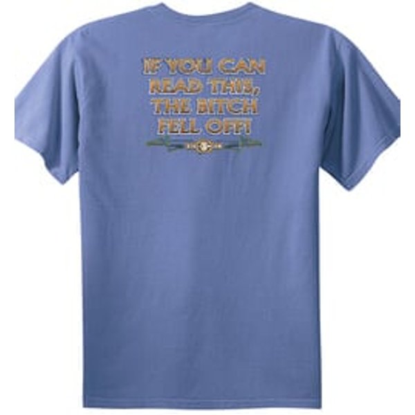 Biker Pigment Dyed T-shirt The Bitch Fell Off Night Blue Tee Shirt