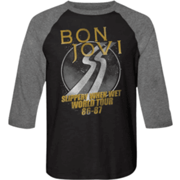 Clearance - Bon Jovi Slippery When Wet Mens Ragaln Tour T-shirt