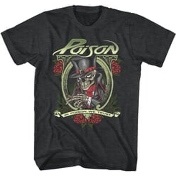 Mens Poison IN POISON WE TRUST T-shirt - Charcoal Heather