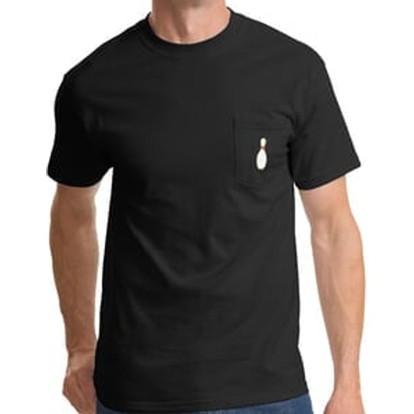 Bowling Pin T-shirt - Single Pin - Mens Pocket Tee