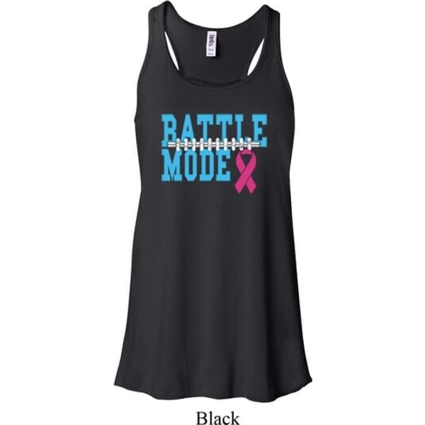 Breast Cancer Awareness Battle Mode Ladies Flowy Racerback Tanktop