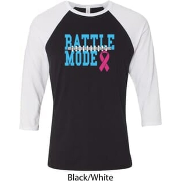 Breast Cancer Awareness Battle Mode Mens Raglan Shirt