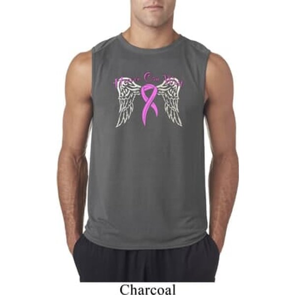 Breast Cancer Awareness Heaven Can Wait Mens Sleeveless Shirt