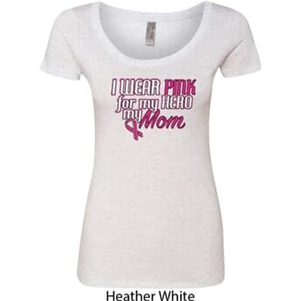 Breast Cancer Awareness Pink for My Hero Ladies Scoop Neck Shirt