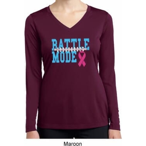 Breast Cancer Battle Mode Ladies Dry Wicking Long Sleeve Shirt