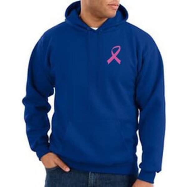 Breast Cancer Hoodie Pink Ribbon Pocket Print Hoody Royal