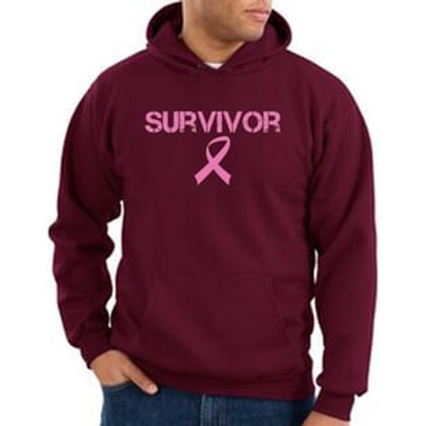 Breast Cancer Hoodie Sweatshirt - Ribbon Survivor Maroon Hoody