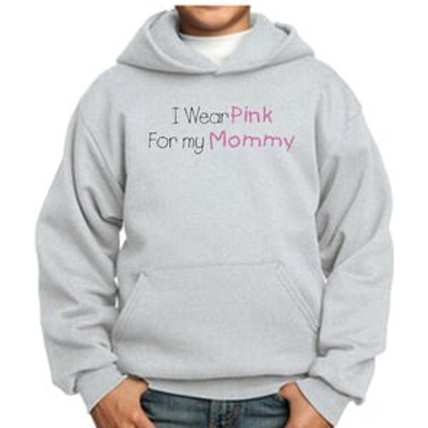 Breast Cancer Kids Hoodie - I Wear Pink For My Mommy Ash Hoody