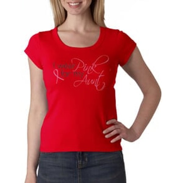 Breast Cancer Ladies Shirt Scoop Neck I Wear Pink For My Aunt Red