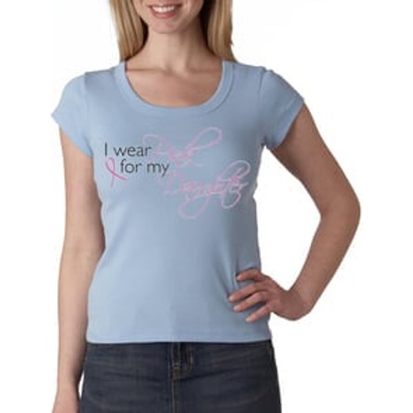 Breast Cancer Ladies T-shirt Scoop Neck Pink My Daughter Baby Blue Tee