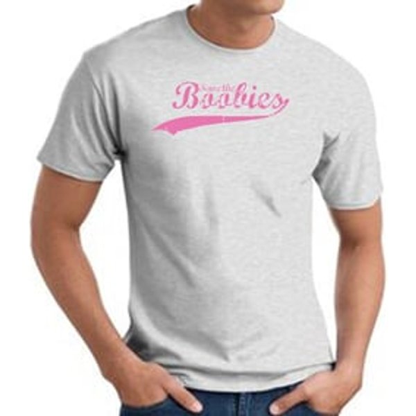 Breast Cancer T-shirt Distressed Save The Boobies Adult Ash Tee Shirt