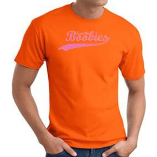 Breast Cancer T-shirt Distressed Save The Boobies Orange Tee Shirt