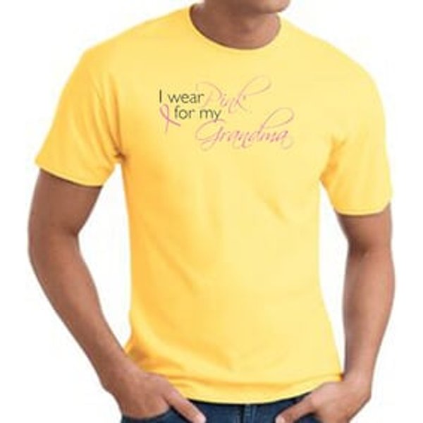 Breast Cancer T-shirt I Wear Pink For My Grandma Yellow Tee