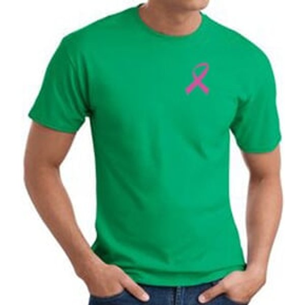 Breast Cancer T-shirt Pink Ribbon Pocket Print Kelly Green Tee