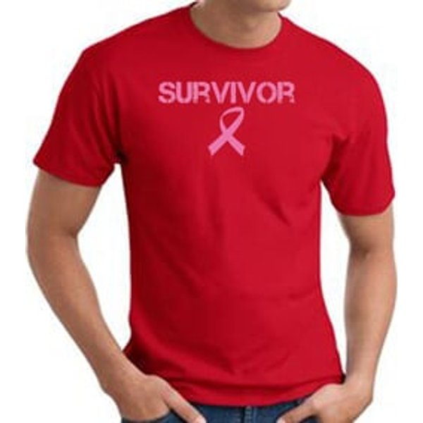 Breast Cancer T-shirt Ribbon Distressed Survivor Adult Red Tee Shirt