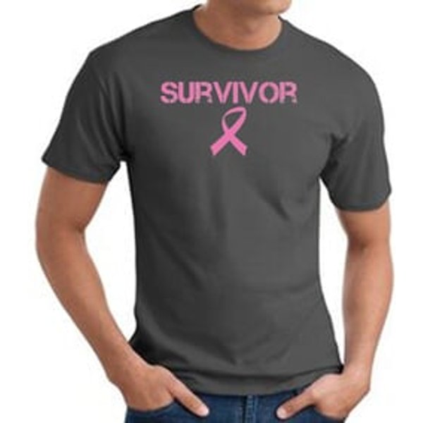 Breast Cancer T-shirt Ribbon Distressed Survivor Charcoal Tee Shirt