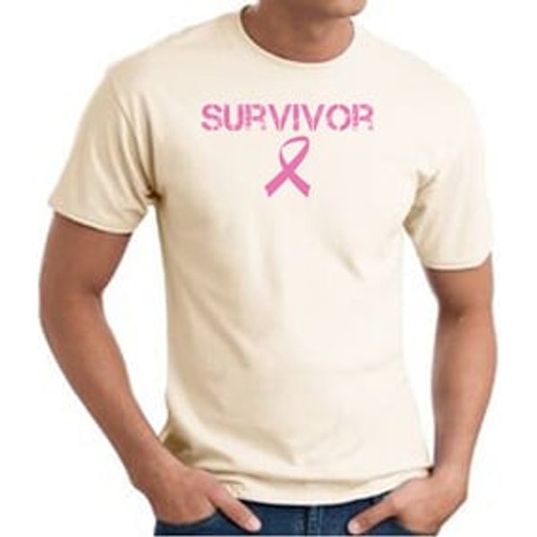 Breast Cancer T-shirt Ribbon Distressed Survivor Natural Tee Shirt