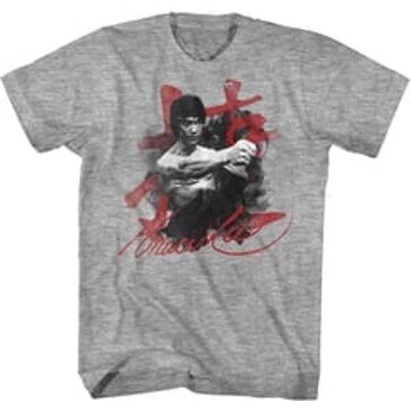 Bruce Lee Shirt Red Letters Athletic Heather T-Shirt