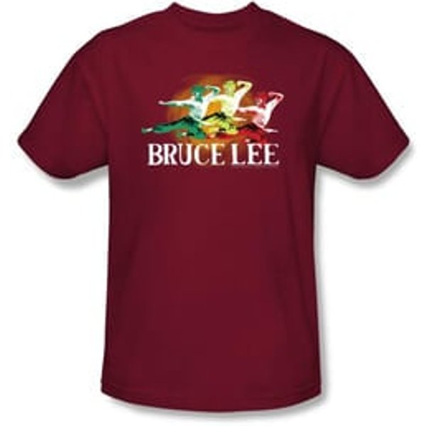 Bruce Lee T-shirt Adult Tri Color Cardinal Red