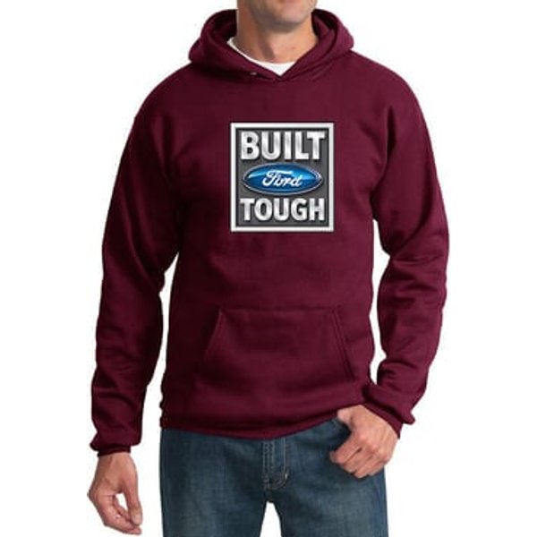 Built Ford Tough Hoodie Ford Logo Mens Maroon Hoody