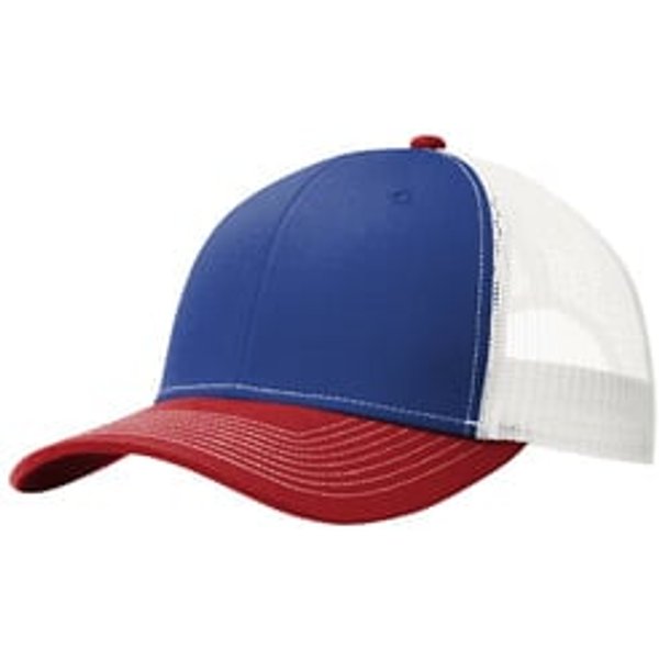 C112 Port Authority Snapback Trucker Cap - Patriot Blue/ Flame Red/ White