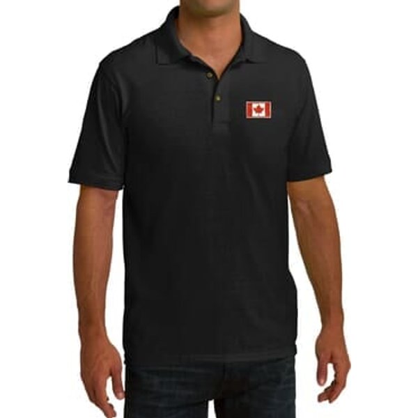 Canada Flag Patch Pocket Print Mens Pique Polo