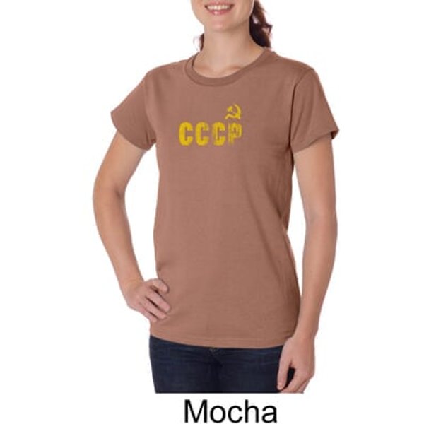 CCCP Ladies T-shirt Soviet Union USSR Russia Insignia Organic Tee