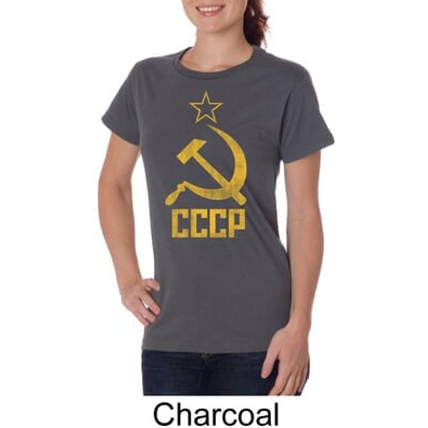CCCP Shirt Distressed Soviet Union Communism Ladies Organic T-shirt
