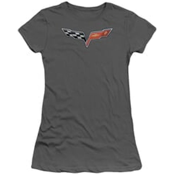 Chevy Juniors Shirt Vette Logo Charcoal T-Shirt