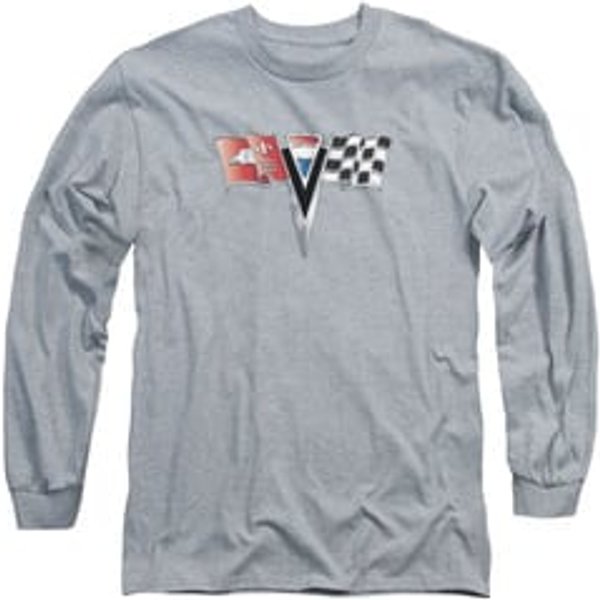 Chevy Long Sleeve Shirt 2ND Gen Vette Nose Emblem Athletic Heather Tee T-Shirt