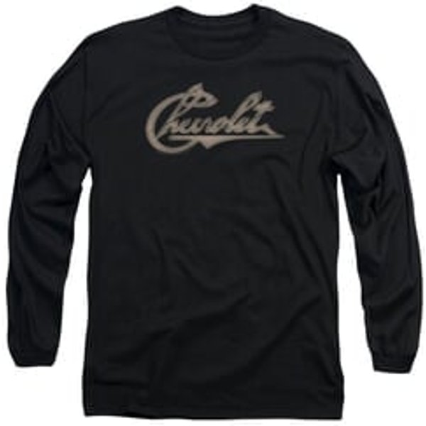Chevy Long Sleeve Shirt Script Black Tee T-Shirt