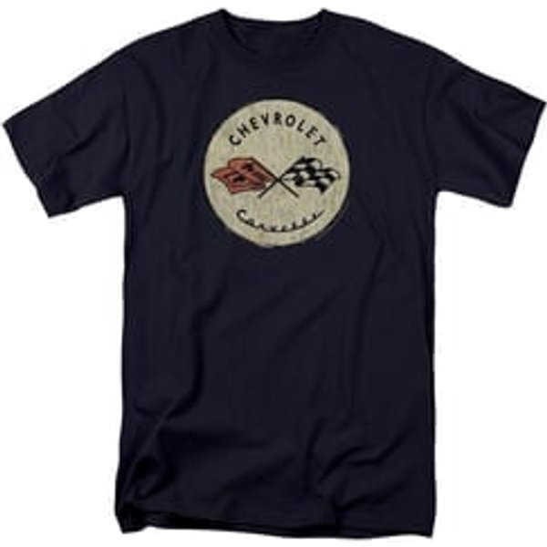 Chevy Shirt Corvette Old Vette Logo Navy Blue T-Shirt