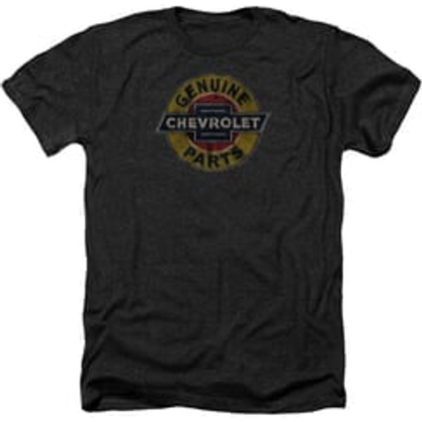 Chevy Shirt Genuine Parts Distressed Sign Heather Black T-Shirt