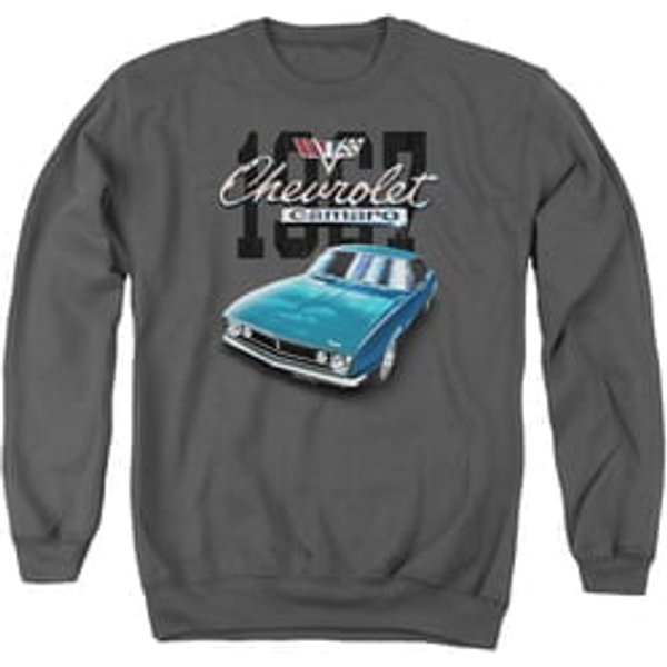Chevy Sweatshirt Blue Classic Camaro Adult Charcoal Sweat Shirt