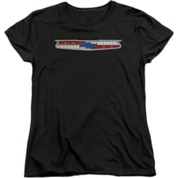 Chevy Womens Shirt Chevrolet 56 Bel Air Emblem Black T-Shirt
