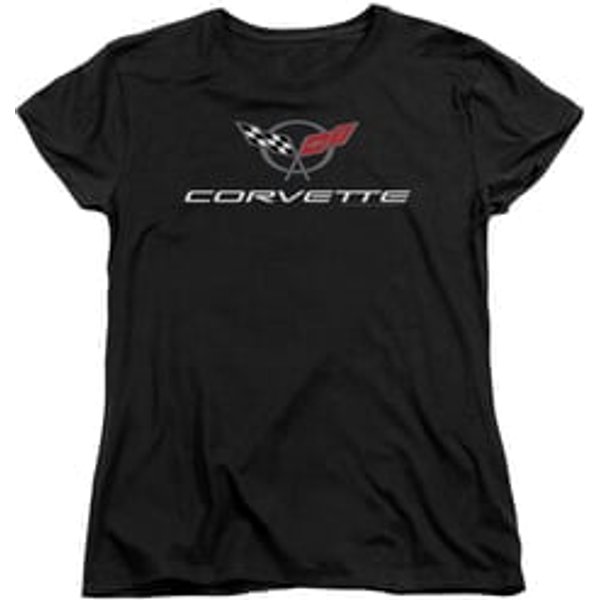 Chevy Womens Shirt Corvette Emblem Black T-Shirt