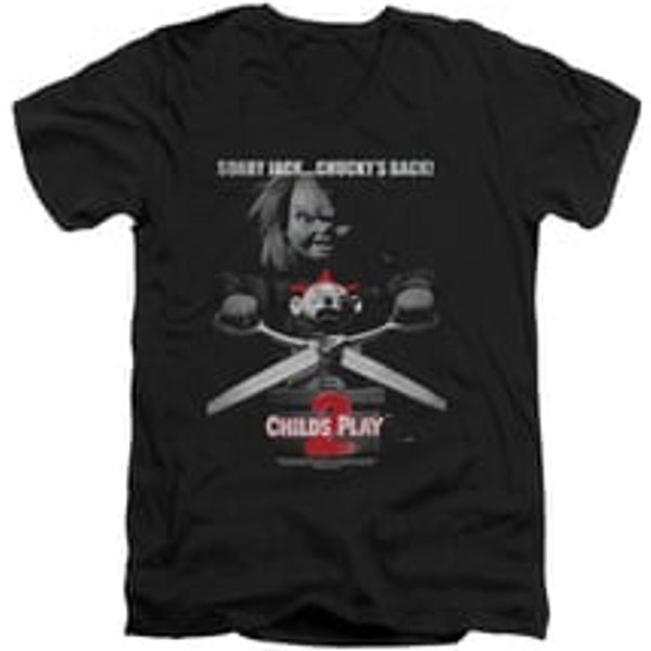 Child's Play 2 Shirt Slim Fit V Neck Jack Poster Black Tee T-Shirt