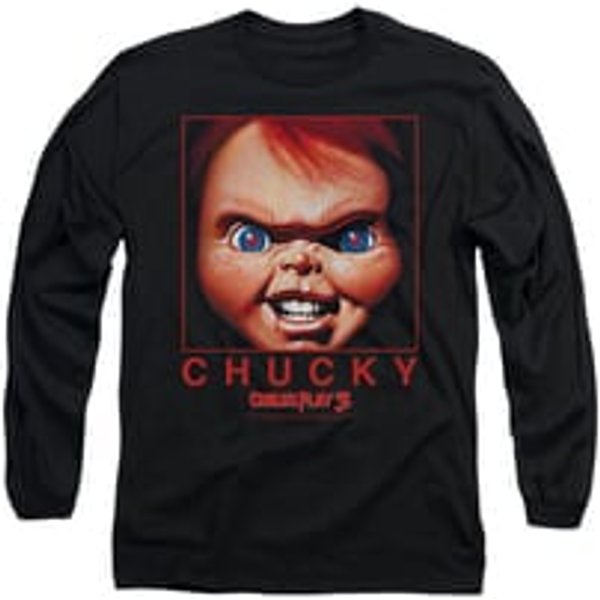 Child's Play 3 Shirt Chucky Squared Long Sleeve Black Tee T-Shirt