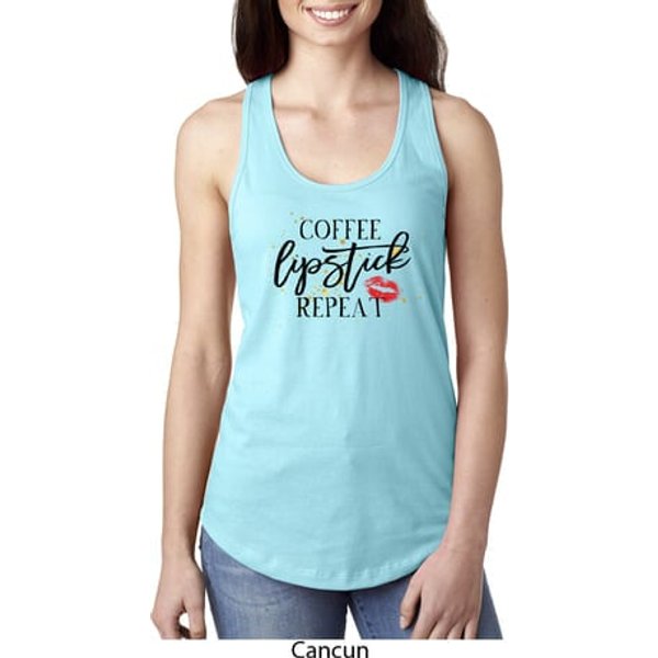 Coffee Lipstick Repeat Ladies Ideal Tank Top