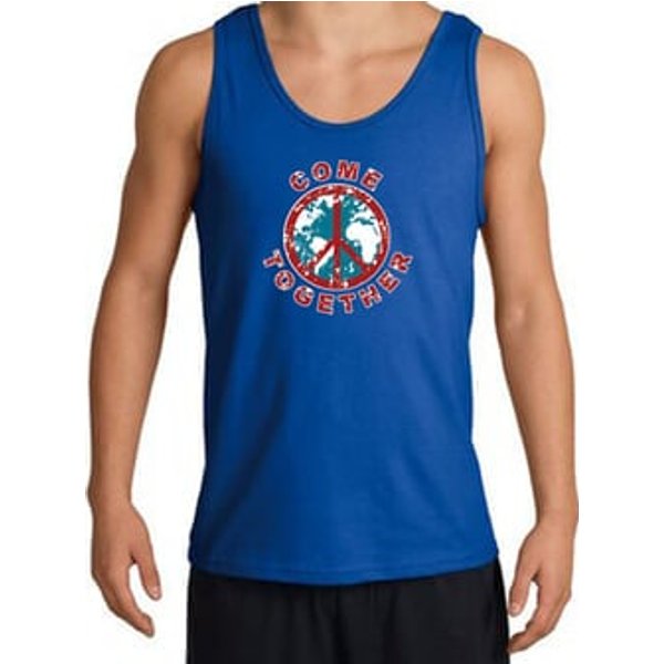 COME TOGETHER World Peace Sign Symbol Adult Tanktop - Royal