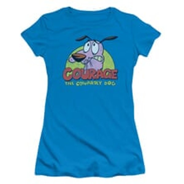 Courage The Cowardly Dog Shirt Juniors Colorful Courage Turquoise Tee T-Shirt