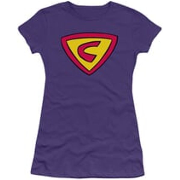 Cow & Chicken Shirt Juniors Super Cow Logo Purple Tee T-Shirt