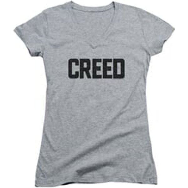 Creed Juniors V Neck Shirt Cracked Movie Logo Athletic Heather T-Shirt