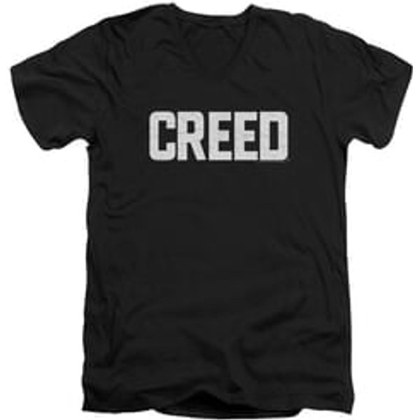 Creed Slim Fit V-Neck Shirt Cracked Logo Poster Black T-Shirt
