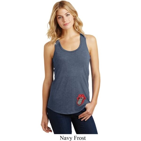 Crystal Tongue Patch Bottom Print Ladies Racerback Tank Top
